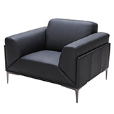 Knight Arm Chair in Black Leather & Gunpowder Black Legs