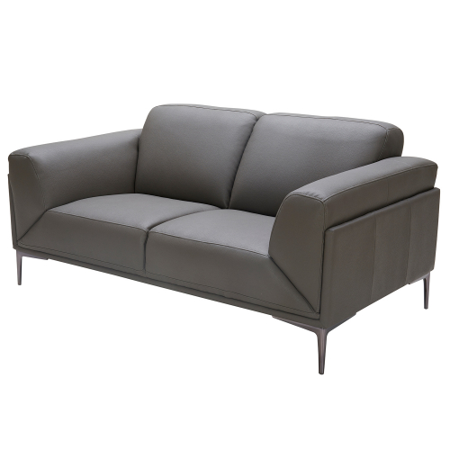 King Loveseat in Grey Leather & Gunpowder Grey Legs