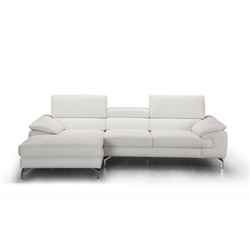 Alice Sectional Sofa with Left Facing Chaise in White Premium Leather