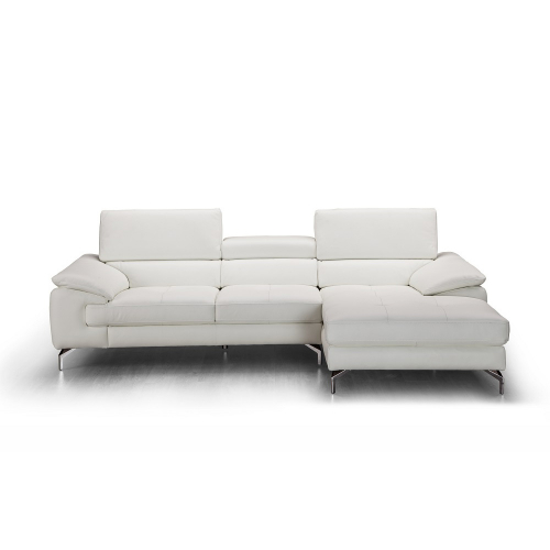 Alice Sectional Sofa with Right Facing Chaise in White Premium Leather