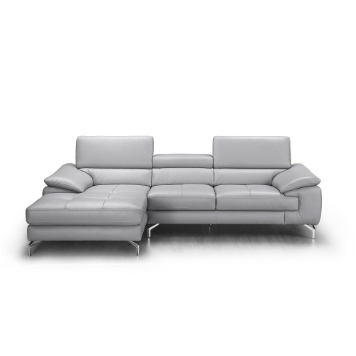Liam Sectional Sofa with Left Facing Chaise in Element Grey Premium Leather