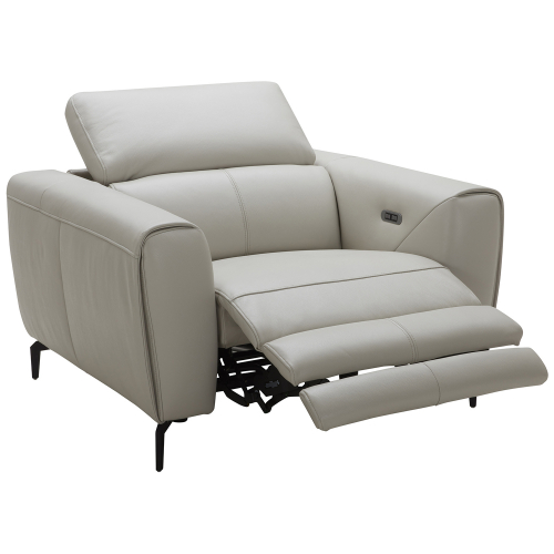 Lorenzo Power Arm Chair Recliner in Light Grey Premium Italian Leather