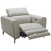 Lorenzo Power Arm Chair Recliner in Light Grey Premium Italian Leather