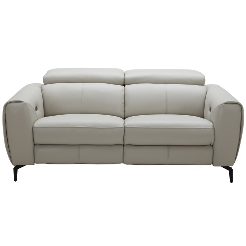 Lorenzo Power Motion Loveseat in Light Grey Premium Italian Leather