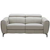 Lorenzo Power Motion Loveseat in Light Grey Premium Italian Leather