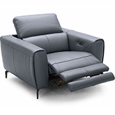 Lorenzo Power Arm Chair Recliner in Blue Grey Premium Italian Leather
