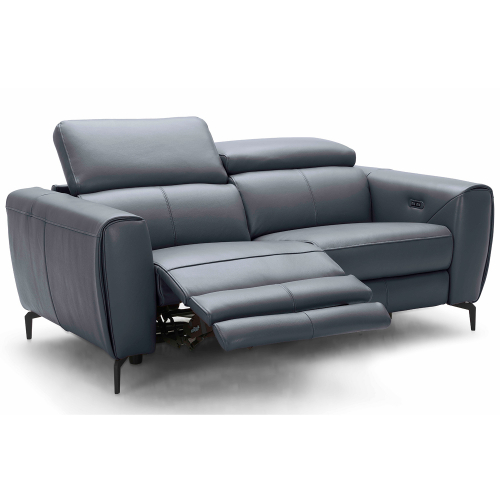 Lorenzo Power Motion Loveseat in Blue Grey Premium Italian Leather