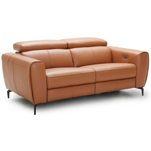 Lorenzo Power Motion Loveseat in Caramel Premium Italian Leather