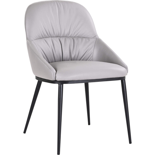 Kora Dining Chair Pewter Grey Leather & Steel (Set of 2)