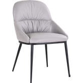 Kora Dining Chair Pewter Grey Leather & Steel (Set of 2)