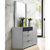 Marsala Dresser & Mirror in Light Grey & Navy Lacquer