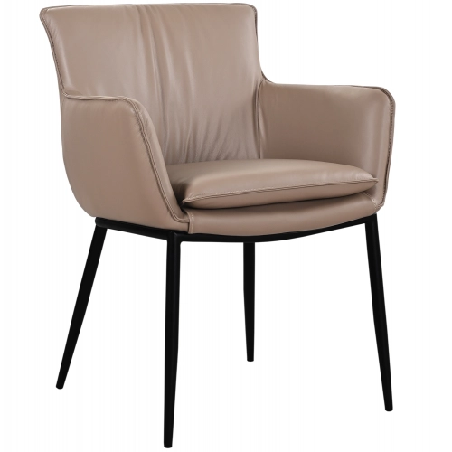 Kani Dining Arm Chair in Wheat Leather & Steel (Set of 2)