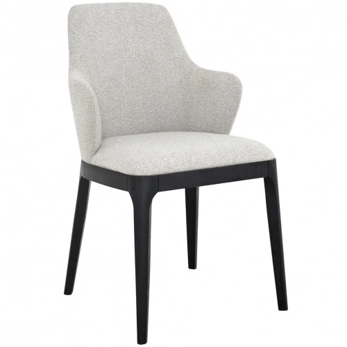 HN91 Dining Chair in Neutral Fabric & Black Oak Wood (Set of 2)