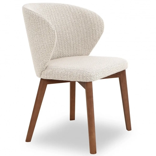 HN90 Dining Chair in Neutral Fabric & Walnut Finish Wood (Set of 2)