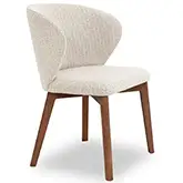HN90 Dining Chair in Neutral Fabric & Walnut Finish Wood (Set of 2)