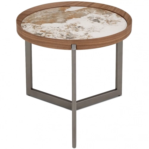 437 End Table in Pandora Ceramic, Walnut Veneer & Grey Metal
