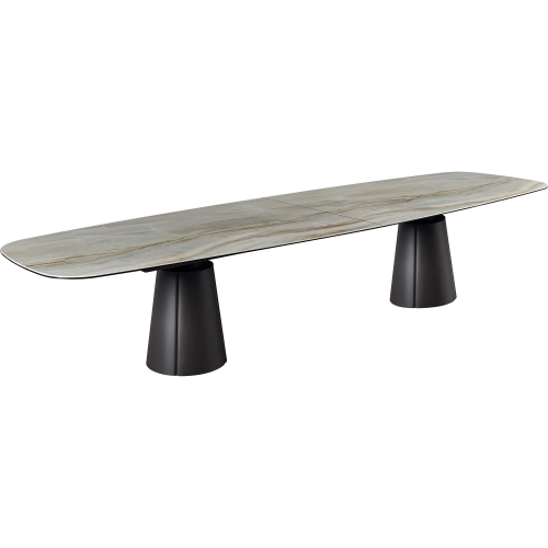 Alabastro 157" Dining Table in Gloss Jade Multicolor Ceramic & Ash Metal