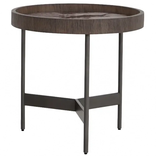 441 End Table in 3D Printed Glass, Grey Oak Veneer & Metal