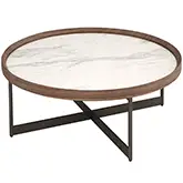 462 Coffee Table in Jazz White Ceramic, Walnut Veneer & Grey Metal