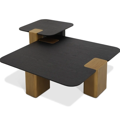467 CoffeeTable in Black Oak Veneer & Brushed Brass Metal