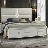Bucharest King in Light Grey Finish, Boucle Fabric, LED & Metal
