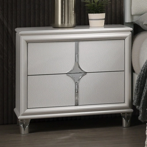 Bucharest Nightstand in Light Grey Finish & Metal (Set of 2)