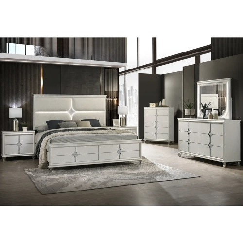 Bucharest Chest in Light Grey Finish & Metal