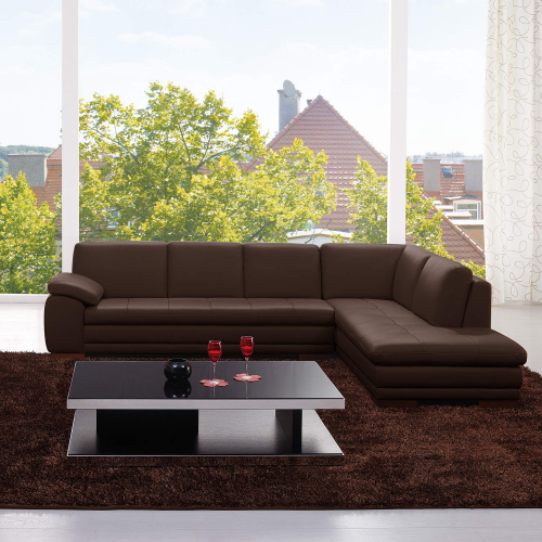 Capri 625 Italian Leather Sectional in Brown with Right Facing Chaise