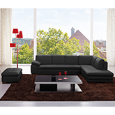 Capri 625 Italian Leather Sectional in Black w/ Right Facing Chaise
