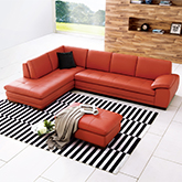 Capri 625 Italian Leather Sectional in Pumpkin w/ Left Facing Chaise