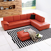 Capri 625 Italian Leather Sectional in Pumpkin w/ Right Facing Chaise