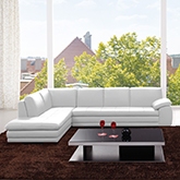 Capri 625 Italian Leather Sectional in White w/ Left Facing Chaise