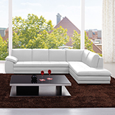 Capri 625 Italian Leather Sectional in White w/ Right Facing Chaise