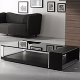 Modern Coffee Table 883 in Wenge Finish & Tinted Glass