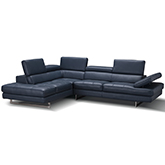 Napoli A761 Italian Leather Sectional in Blue with Left Facing Chaise