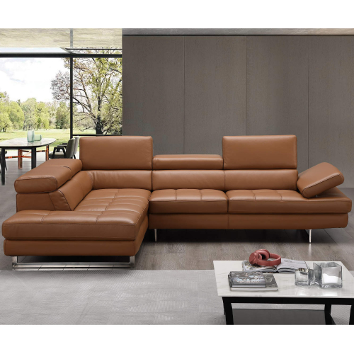 Napoli A761 Italian Leather Sectional in Caramel with Left Facing Chaise