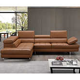Napoli A761 Italian Leather Sectional in Caramel with Left Facing Chaise