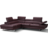 Napoli A761 Italian Leather Sectional in Maroon with Left Facing Chaise