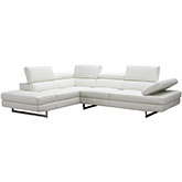 Napoli A761 Italian Leather Sectional in Off White w/ Left Facing Chaise