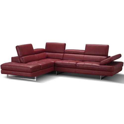 Napoli A761 Italian Leather Sectional in Red with Left Facing Chaise
