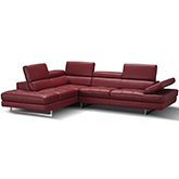 Napoli A761 Italian Leather Sectional in Red with Left Facing Chaise