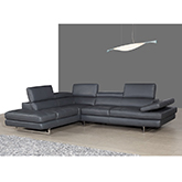 Napoli A761 Italian Leather Sectional in Slate Grey w/ Left Facing Chaise