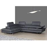 Napoli A761 Italian Leather Sectional in Slate Grey with Left Facing Chaise