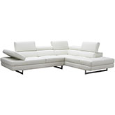 Napoli A761 Italian Leather Sectional in Off White w/ Right Facing Chaise