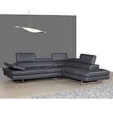 Napoli A761 Italian Leather Sectional in Slate Grey w/ Right Facing Chaise