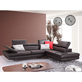 Napoli A761 Italian Leather Sectional in Coffee with Right Facing Chaise