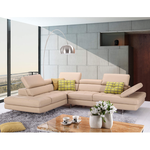 Napoli A761 Italian Leather Sectional in Peanut with Left Facing Chaise