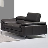 A973 Loveseat in Grey Italian Leather