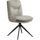 Alabastro Swivel Dining Chair in Beige Leather & Morandi Ash Metal