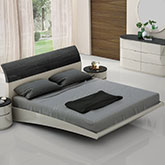 Amsterdam King Bed in Dark Grey Walnut Veneer & Light Grey Lacquer